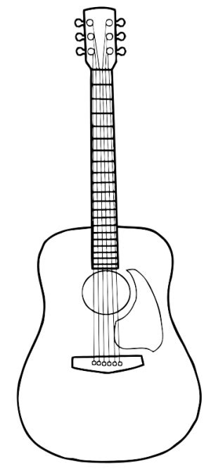 Simple line art vector image of acoustic guitar | Guitar drawing ...