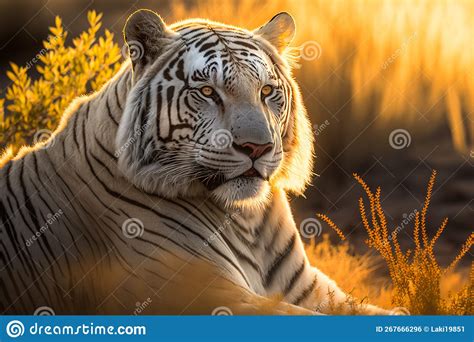 Portrait of a Wild White Tiger in Natural Habitat Stock Photo - Image of face, look: 267666296