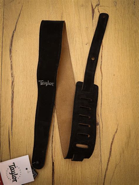 Taylor Embroidered Suede Black Guitar Strap - Kauffmann's Guitar Store