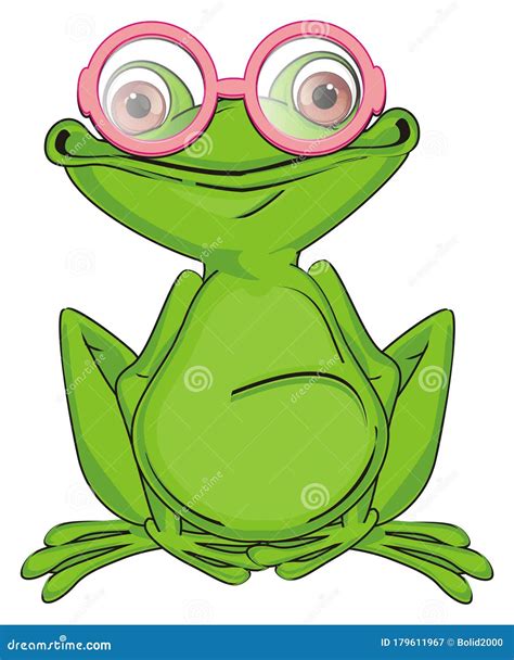 Frog with glasses stock illustration. Illustration of green - 179611967