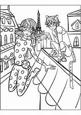 Marinette And Adrien On The Roofs Of Paris  Miraculous / LadyBug sketch template
