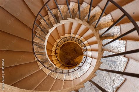 Spiral circle Staircase decoration interior stairs yellow Stock Photo | Adobe Stock