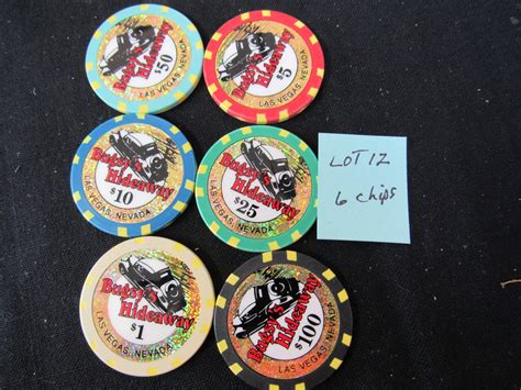 Las Vegas Casino Poker Chips Lot 12 bugsy's Hideaway Gambling Vintage Las Vegas Casino Chip Lot ...