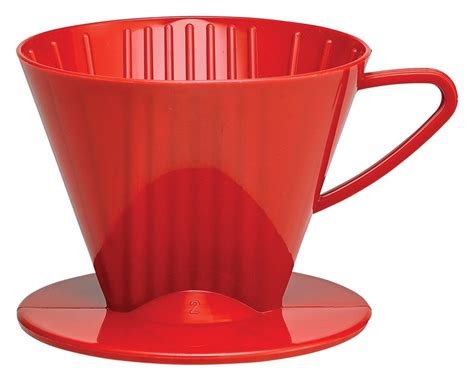 HIC Coffee Filter Cone, Red, Number 2-Size Filter, Brews 2 to 6-Cups free image download