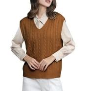 Frontwalk Autumn V Neck Sweater Vest for Women Solid Color Sleeveless ...