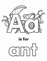 Printable A Is For Ant Coloring Page sketch template