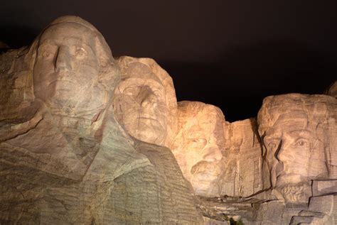 Mount Rushmore at Night Photograph by Ron Johnson