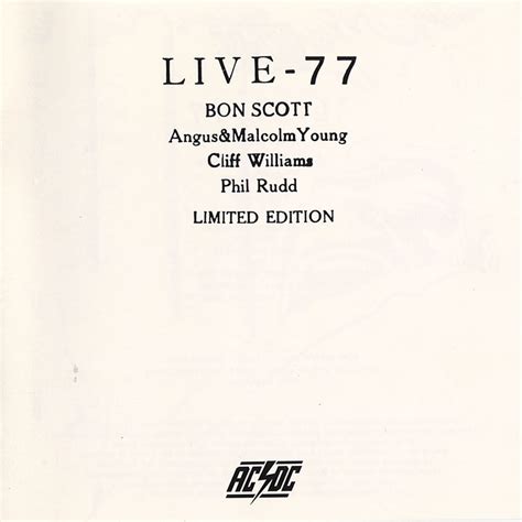 Rock and Pop Bootlegs: AC/DC - 1976-1979 - "Live Special 4 CDs"