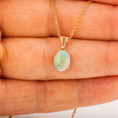 Opal Pendant Oval Opal Pendant - Etsy