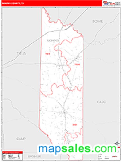 Morris County, TX Wall Map Red Line Style by MarketMAPS