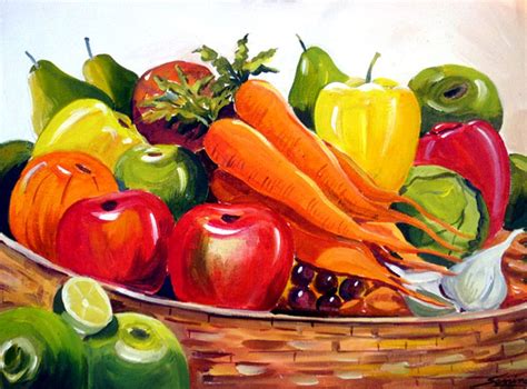 Fruits And Vegetables Painting at PaintingValley.com | Explore ...