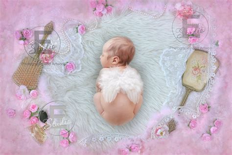 Baby Girl Pink Background, Newborn Announcement Photo Template, Digital Baby Backdrop, Download ...