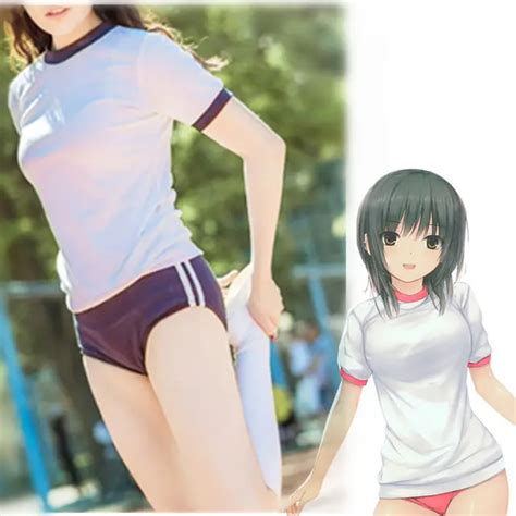 Japanese School Uniform Cosplay Costume Gym Sportwear T short Shorts ...