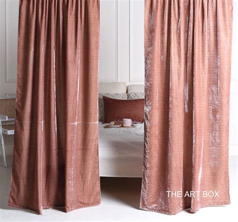 The Art Box Pink Velvet Curtains Panels for Living Room - Soft Modern Retro Blackout Velvet ...