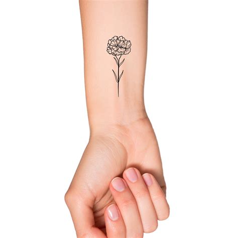 January Birth Month Flower: Carnation Temporary Tattoo Birth Flower ...