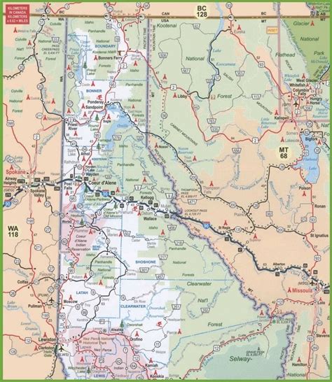 a large map of the state of washington with roads and major cities on it's sides