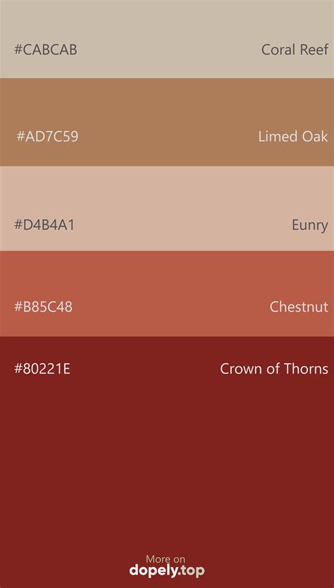 the color scheme for different shades of brown, red, and beiges with text that reads