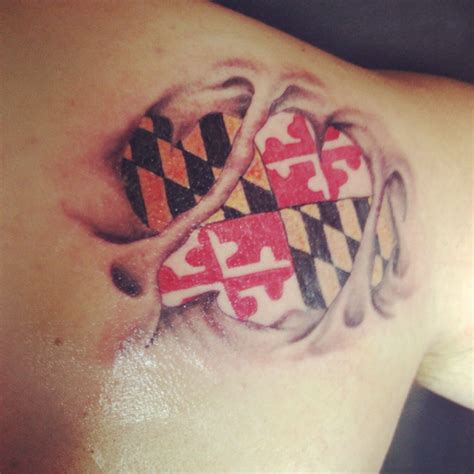 Maryland Flag Tattoo Torn Skin | Tattoos, Flag tattoo, Print tattoos