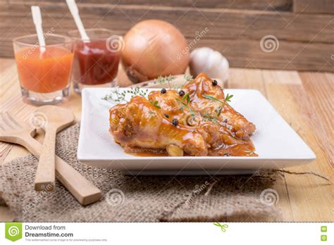Baked Chicken in Tomato Sauce Stock Photo - Image of main, fine: 75612466