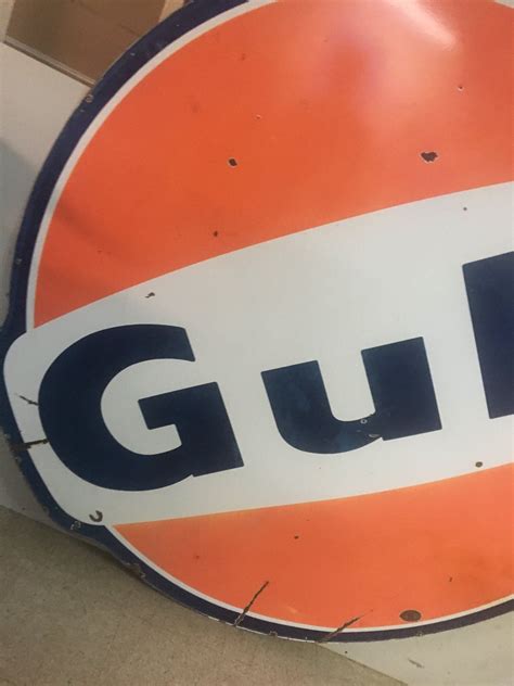 GULF SERVICE STATION SIGN (DOUBLE SIDED PORCELAIN) *76.5” x 71”* - Schmalz Auctions