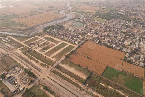 Aerial view of Kala Shah Kaku Village of Punjab Pakistan 10250921 Stock Photo at Vecteezy