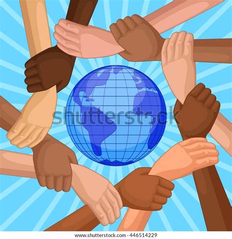 People Different Races Holding Hands Around 库存矢量图（免版税）446514229 | Shutterstock