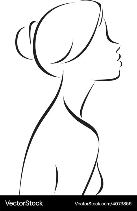 Line drawing women profile Royalty Free Vector Image