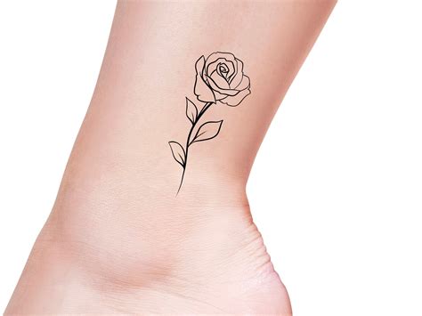 Rose Outline Temporary Tattoo / Rose Tattoo / Flower Tattoo / - Etsy