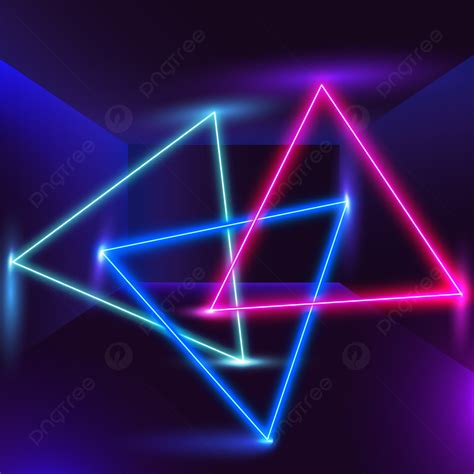 Pink Blue Violet Neon Abstract Background With Glowing Triangular ...