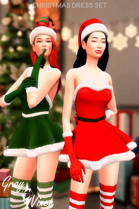 The Sims 4 Christmas Dress Set - Custom Content