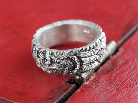 Solid Silver Men's Dragon Ring - DharmaShop