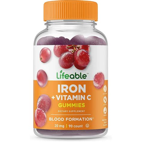 Lifeable Iron with Vitamin C – 20 mg – Great Tasting Natural Flavor ...