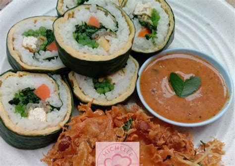 Resep Pecel-mbab, Takjil Pecel Bungkus Daun Singkong ala² Kimbab oleh Michelle Little Kitchen ...