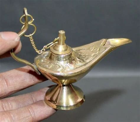 SMALL VINTAGE BRASS Lamp, Aladdin Oil Lamp Genie / Ornate Chirag, Incense Burner $24.61 - PicClick