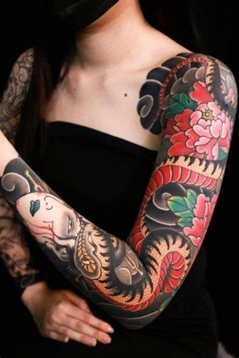 Japanese Snake Tattoo - Snakes Hawks Tigers By Horimouja Snake Tattoo Design Japanese Snake ...