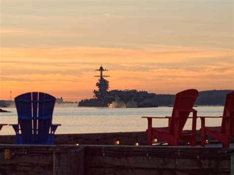 USS Gerald R. Ford aircraft carrier at sunrise : r/halifax