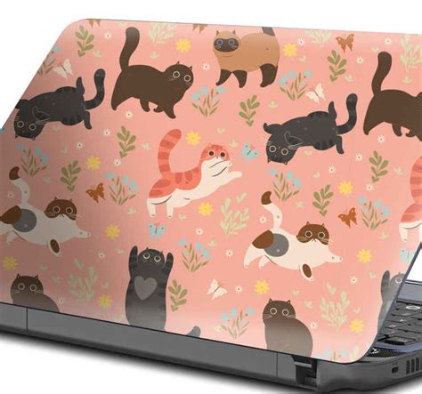 Cats seamless pattern laptop stickers - TenStickers