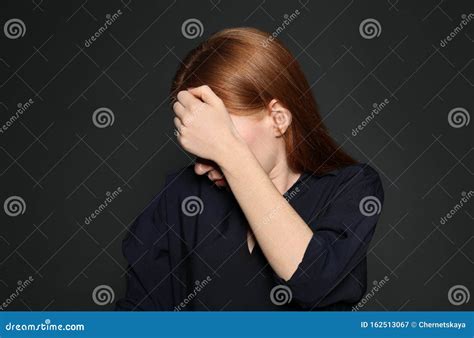 Upset Young Woman Crying Against Background Stock Image - Image of dark, black: 162513067