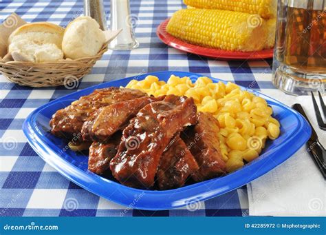 Barbecued Ribs with Macaroni and Cheese Stock Photo - Image of ribs, summertime: 42285972