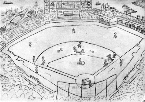 Baseball Field Sketch at PaintingValley.com | Explore collection of ...