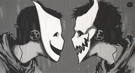 Twin Masks by hikaruga | Horror art, Dark fantasy art, Creepy art