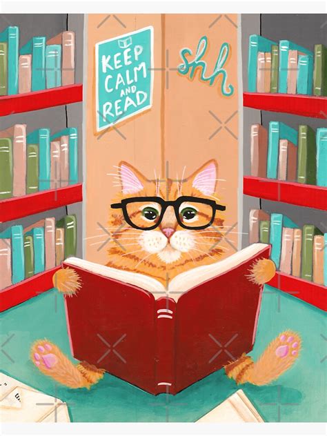 "The Library Cat" Sticker for Sale by kilkennycat | Redbubble