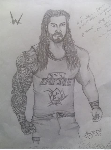 Pencil Sketch Of Roman Reigns - Desi Painters