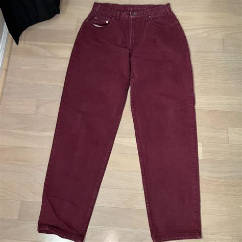 vintage maroon red gap denim baggy jeans. amazing... - Depop