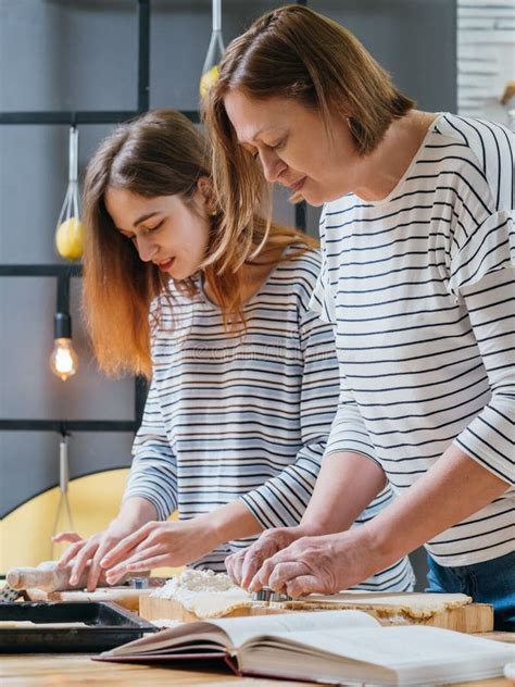 Family Cooking Hobby Biscuits Cookery Book Recipe Stock Photo - Image ...