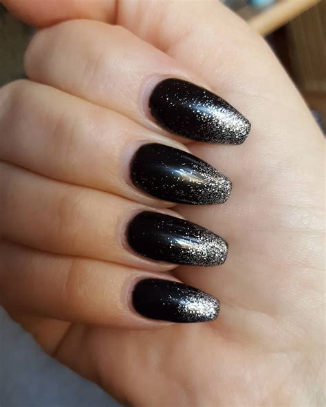 Shine With Black And Silver Nails | Black silver nails, Silver nail ...