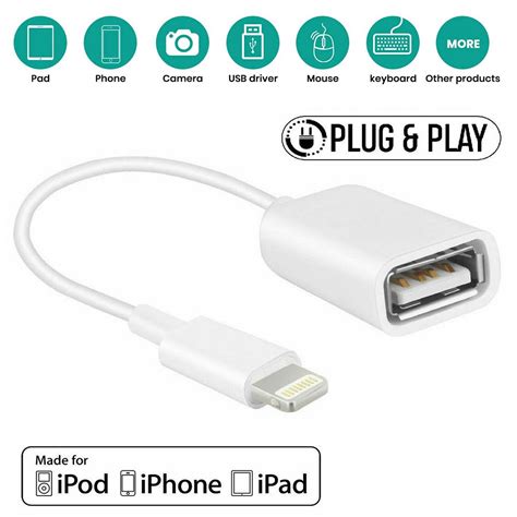 Lightning to USB Camera Adapter,USB 3.0 OTG Data Sync Cable Adapter ...