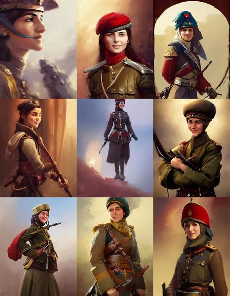 young female ottoman soldier, smiling, digital | Stable Diffusion