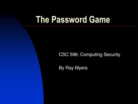 PPT - The Password Game PowerPoint Presentation, free download - ID:3133498