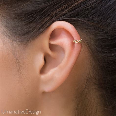 Gold Helix Piercing, 14k Gold Cartilage Hoop, Cartilage Earring, Tragus ...